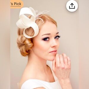 Modern fascinator,withfethers, headpiece bow, silk bridal headpiece
